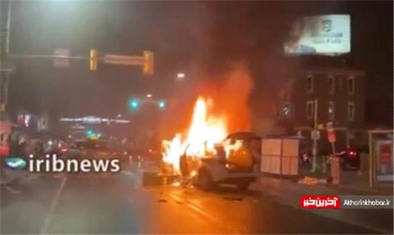 به آتش کشیده شدن خودروی پلیس در فیلادلفیا