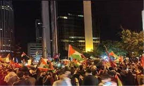 اعلام همبستگی مردم ترکیه با ملت فلسطین در مقابل کنسولگری اسرائیل