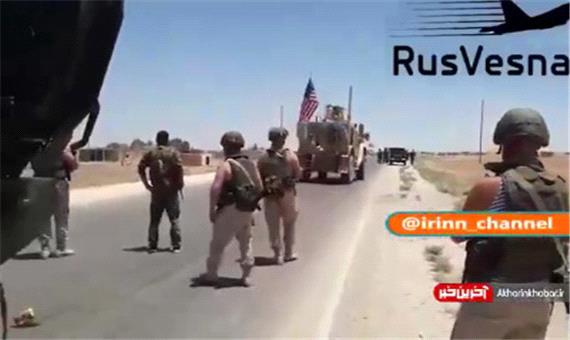 مقابله نیرو‌های روسیه با کاروان گشت زنی نظامیان آمریکایی در سوریه