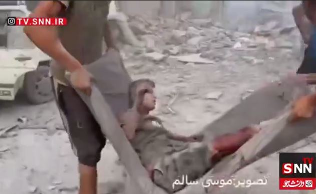 تصویری دردناک از پیکر کودک فلسطینی که در پی حمله امروز اسرائیل به شهادت رسید