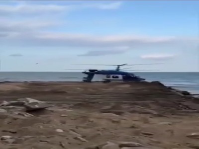 لحظات پایانی سقوط بالگرد روسیه در ساحل خزر