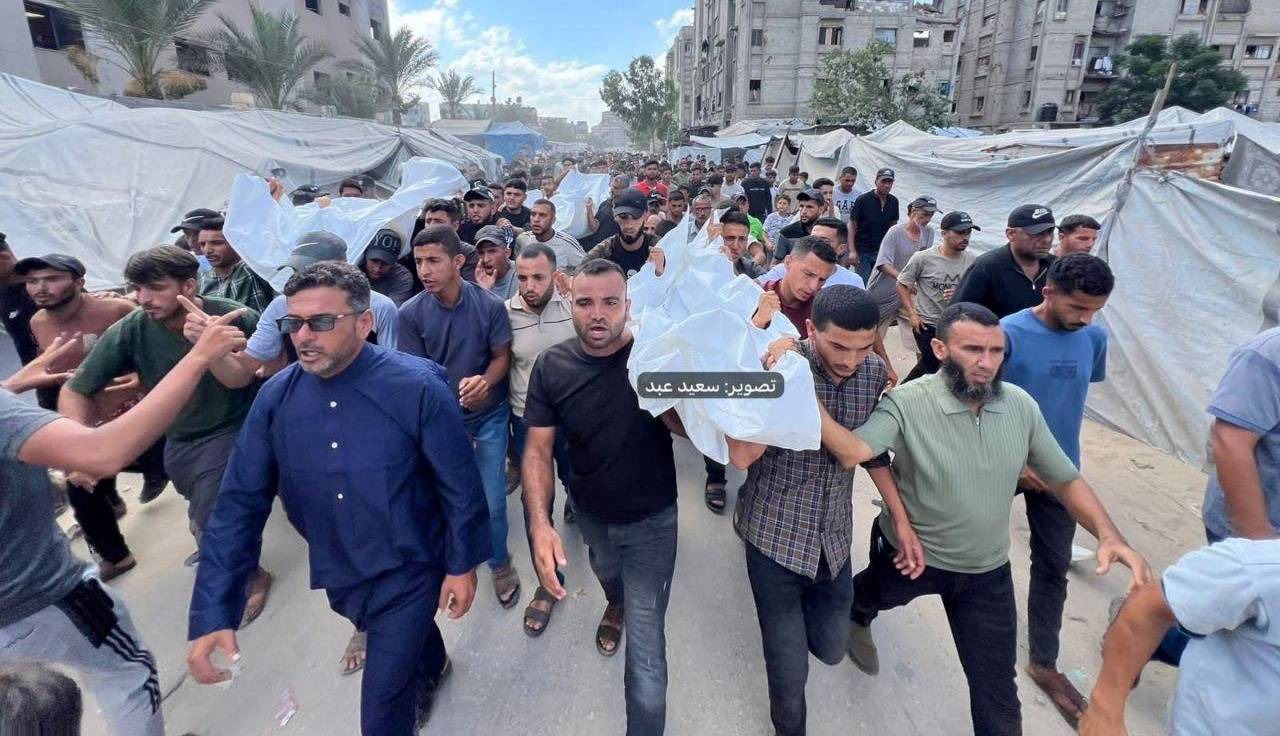 تشییع پیکر ۴ شهید فلسطینی در خان‌ یونس