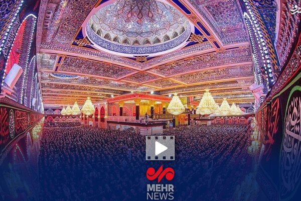 تصاویری از اقامه نماز بر پیکر آقای شهید در حرم مطهر حضرت عباس (ع)